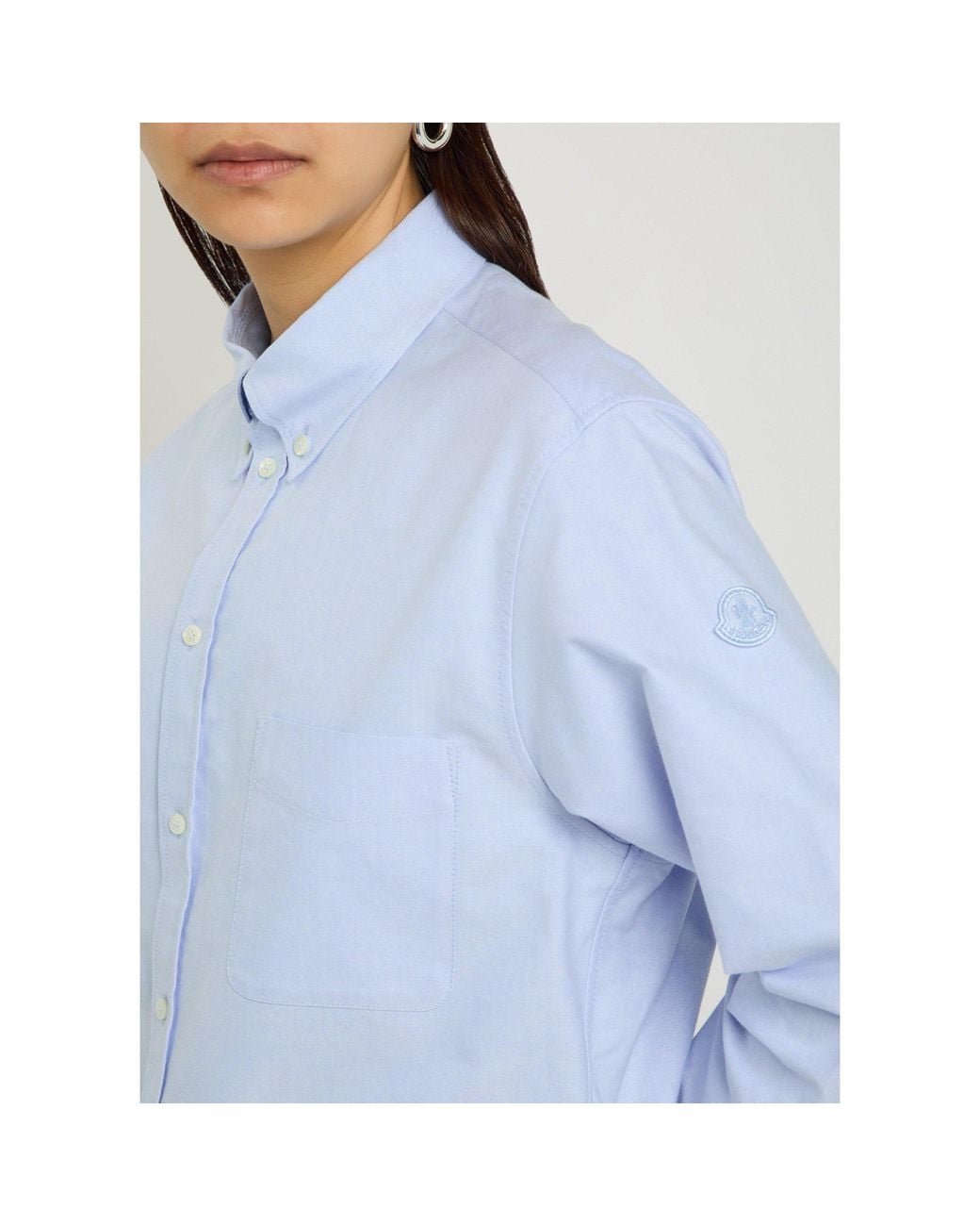 Moncler Blue Long-Sleeved Longline Shirt