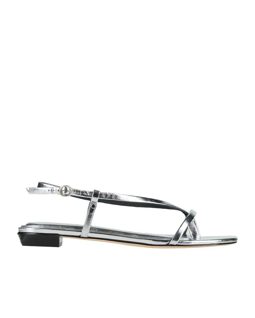 Rag & Bone White Metallic Leather Single-Strap Sandals
