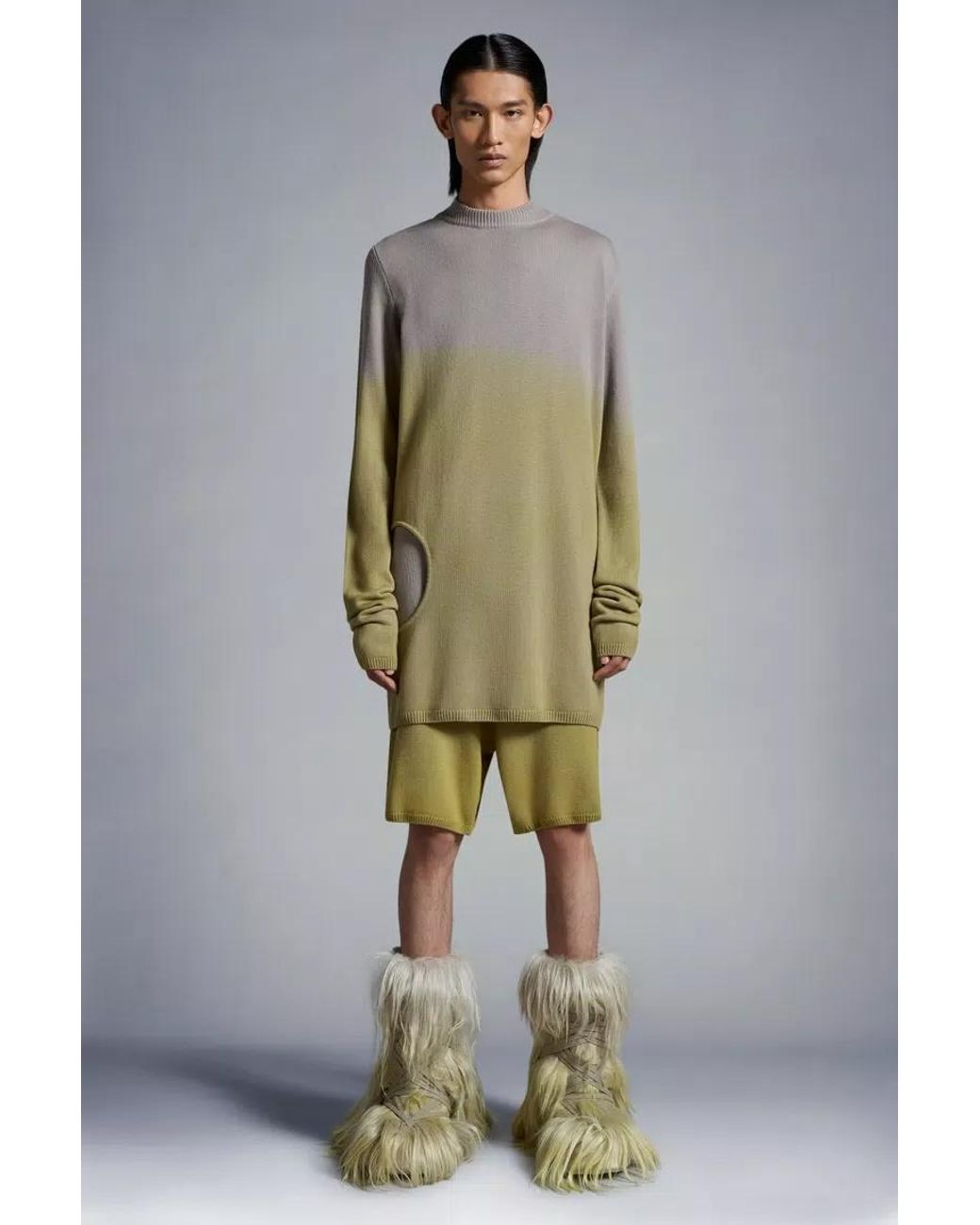 Moncler Gray Moncler Rick Owens Cut Out Knitted Jumper for men
