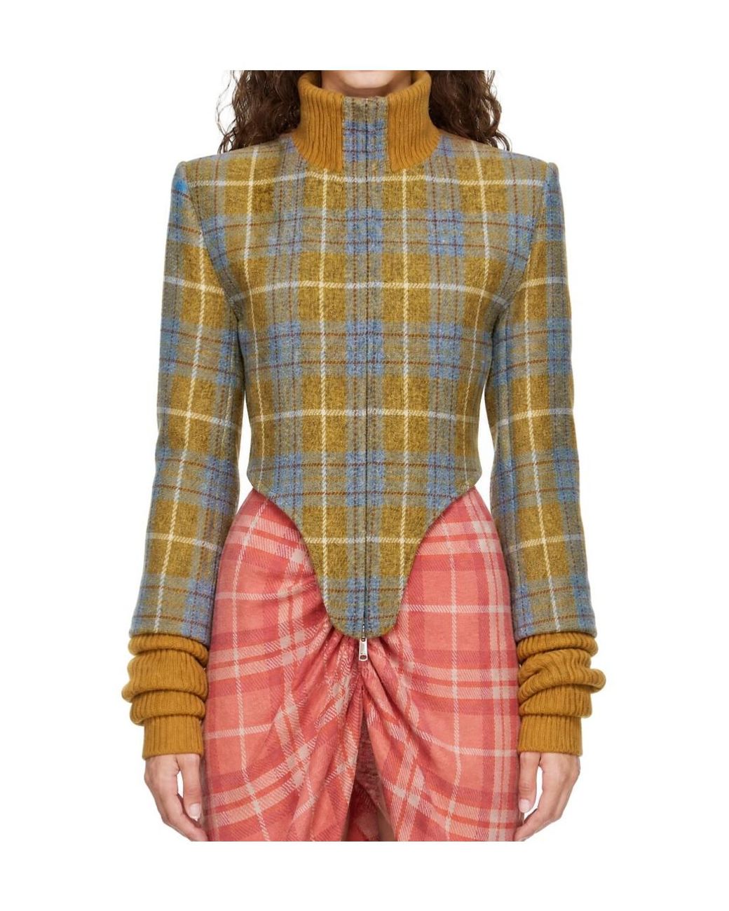 Vivienne Westwood Brown Checked Knitted Jacket