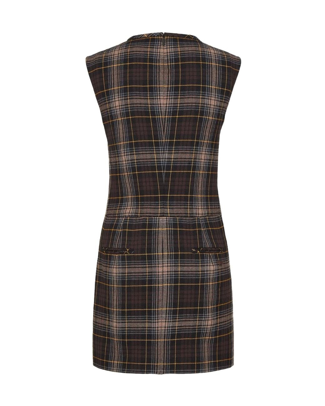 Fendi Black Tartan Sleeveless Mini Dress