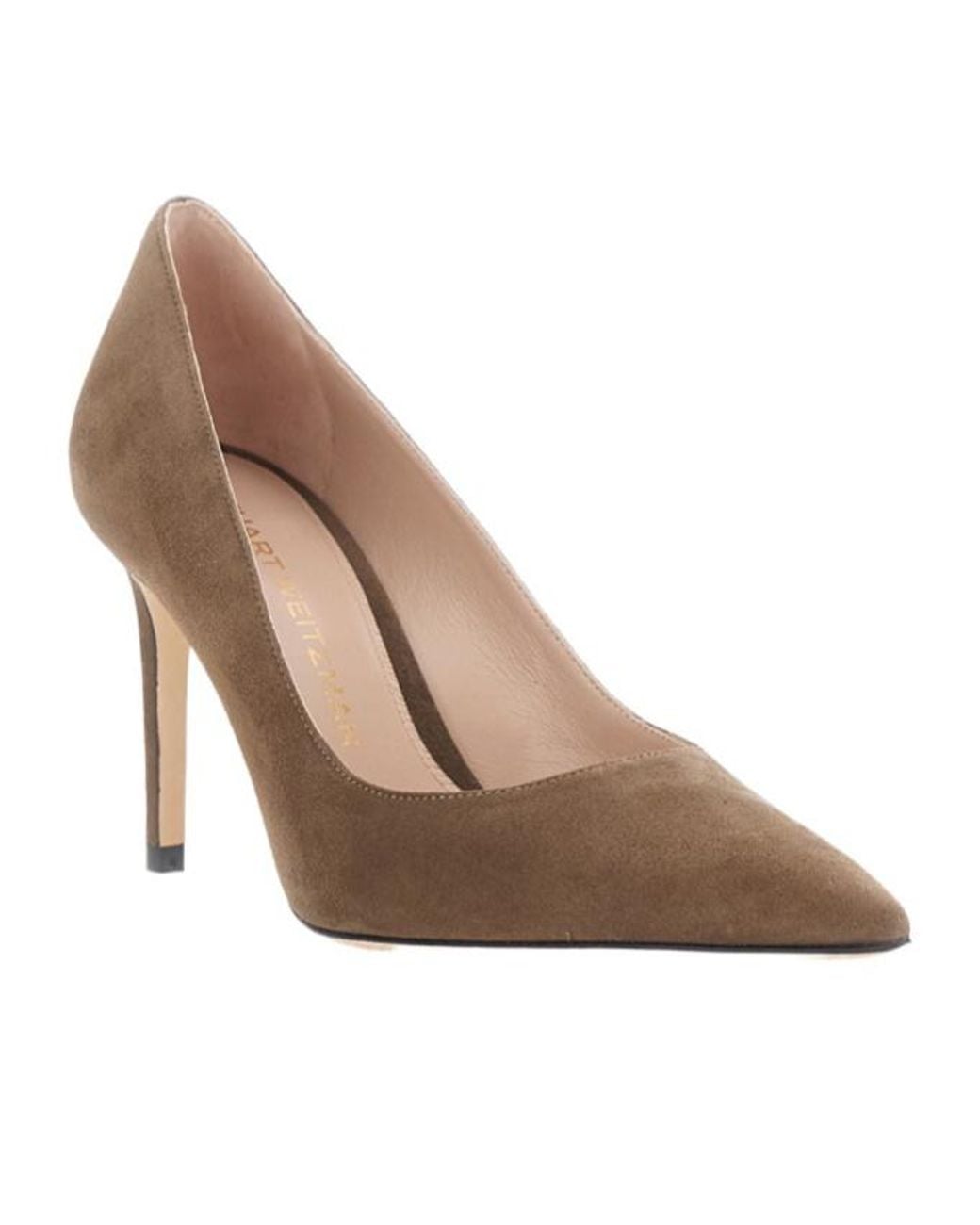 Stuart Weitzman Brown Pointed-Toe High-Heeled Pumps