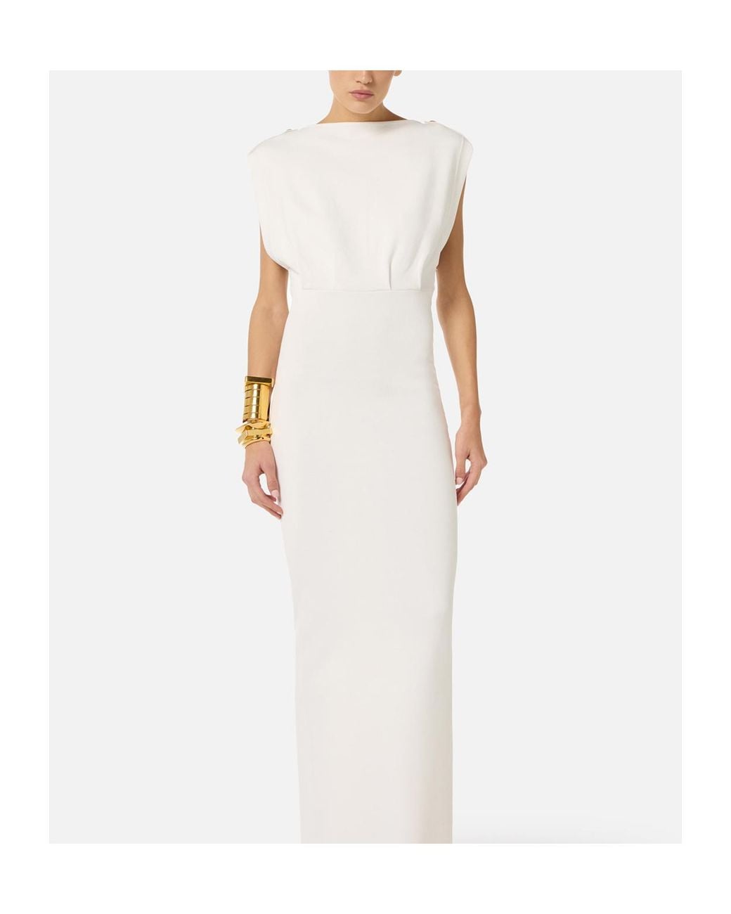 Elisabetta Franchi White Carpet Full Milano Stitch Knitted Dress