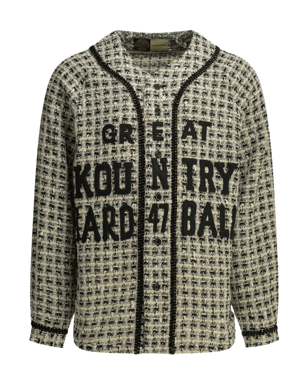 Kapital Gray Long-Sleeved Tweed Cardigan for men