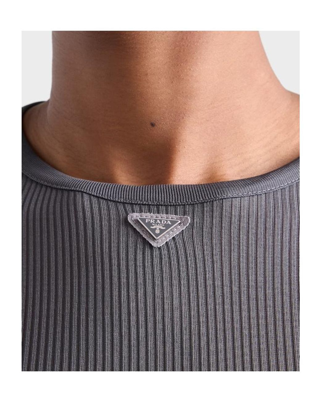 Prada Blue Ribbed Knit Top