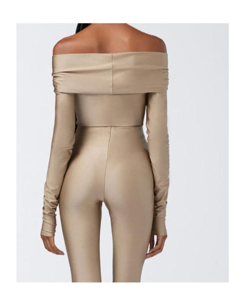ANDAMANE Natural Stretch Off-Shoulder Draped Bodysuit
