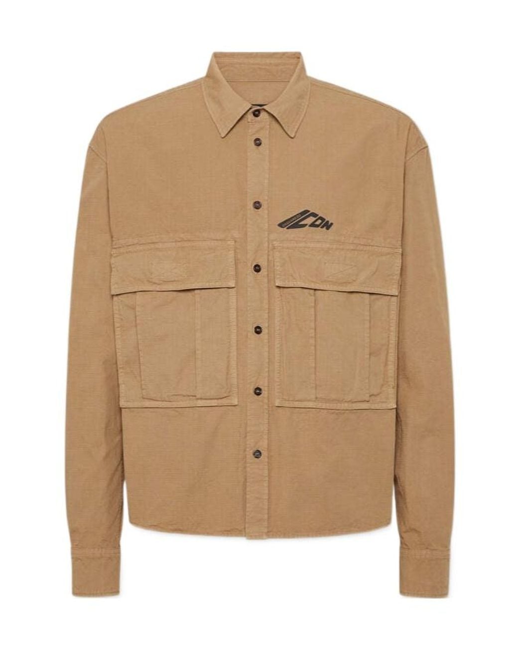 DSquared² Brown Icon Logo Printed Long-Sleeved Shirt for men