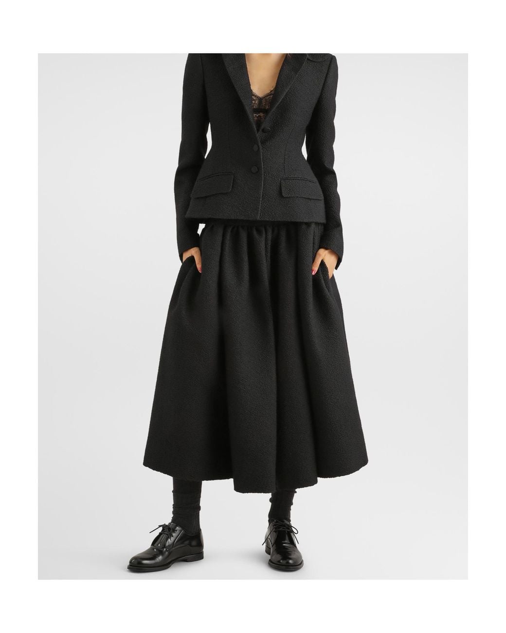Dolce & Gabbana Black Wool Midi Skirt