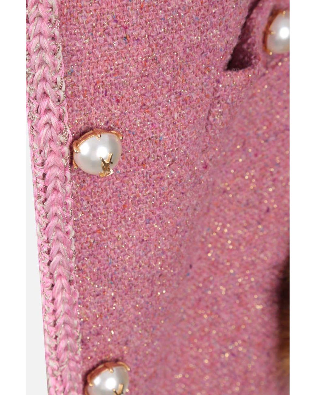Saint Laurent Pink Faux-Fur Detail Fitted Jacket
