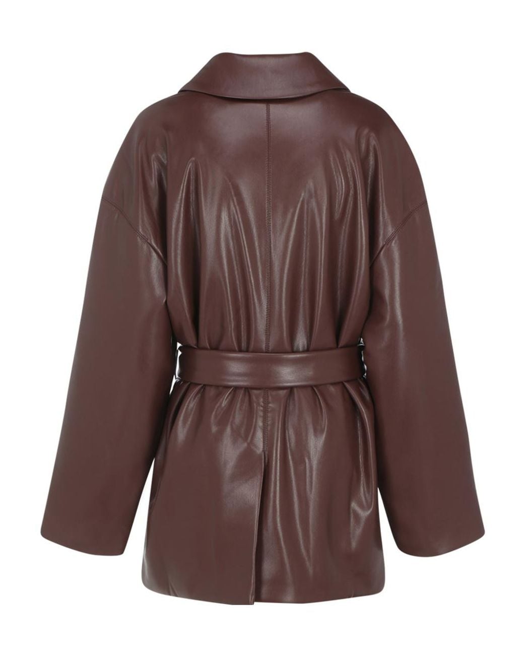 Nanushka Brown Belted Faux-Leather Blazer