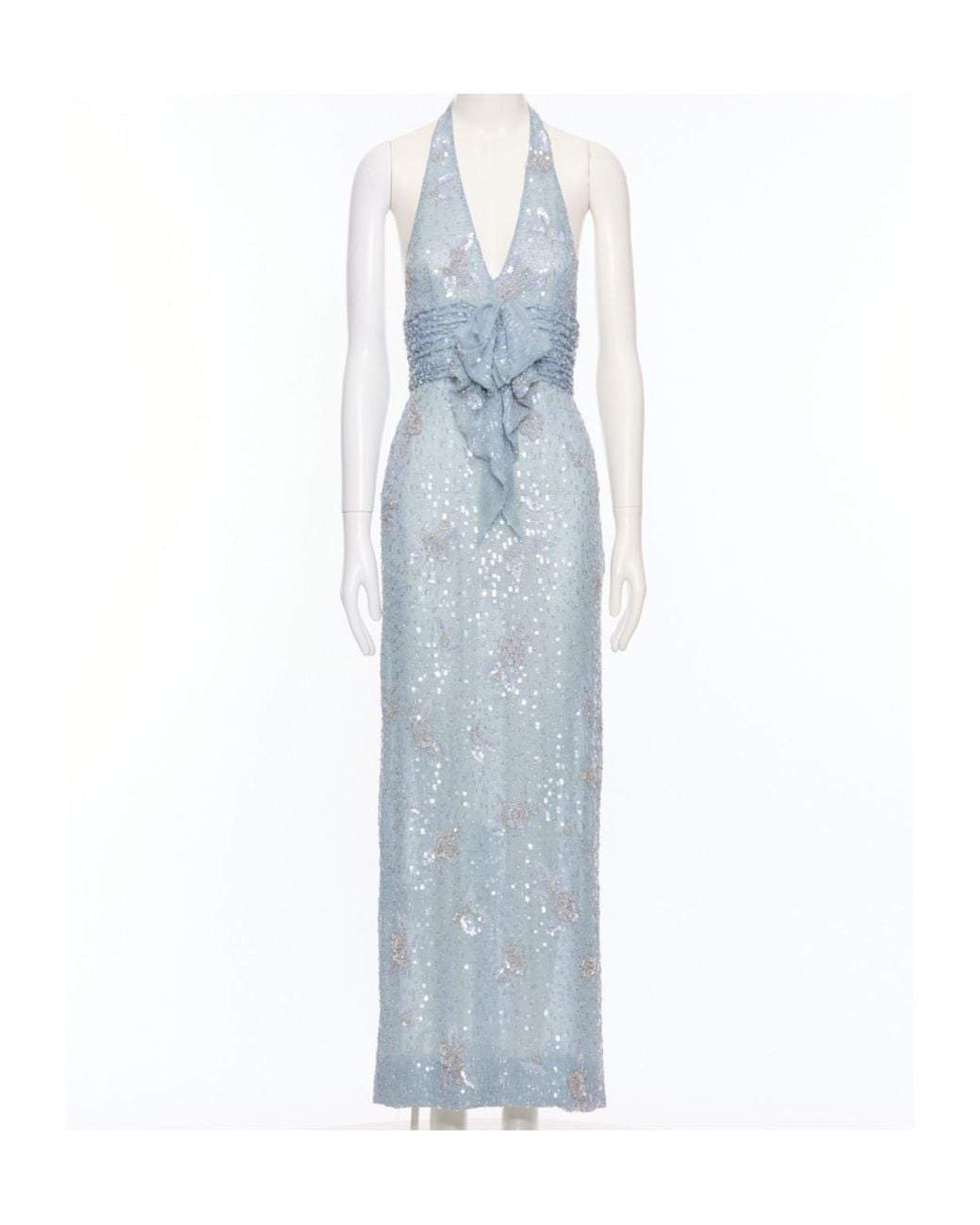Valentino Blue Halter Neck Dress