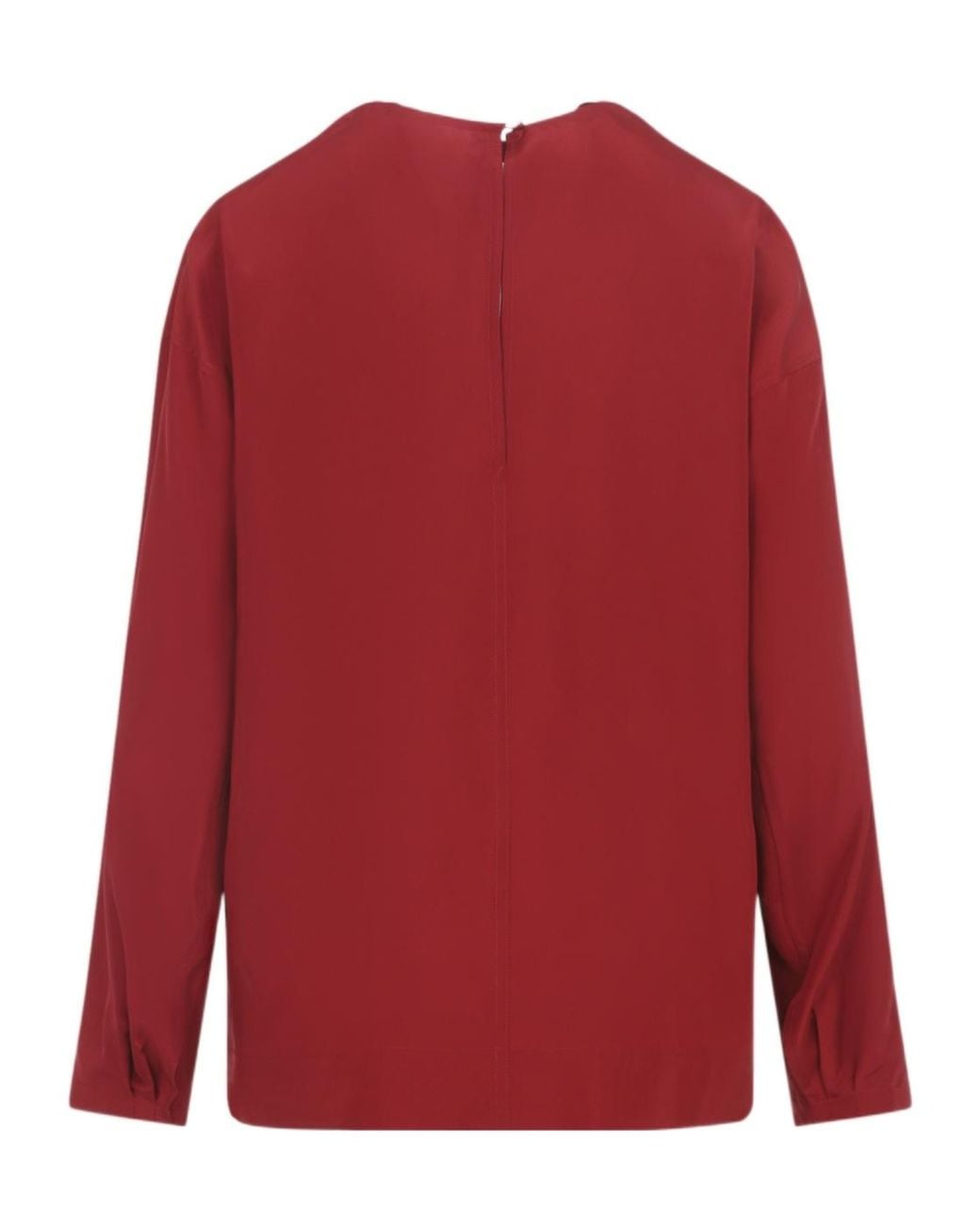 Carven Red Draped V-Neck Blouse