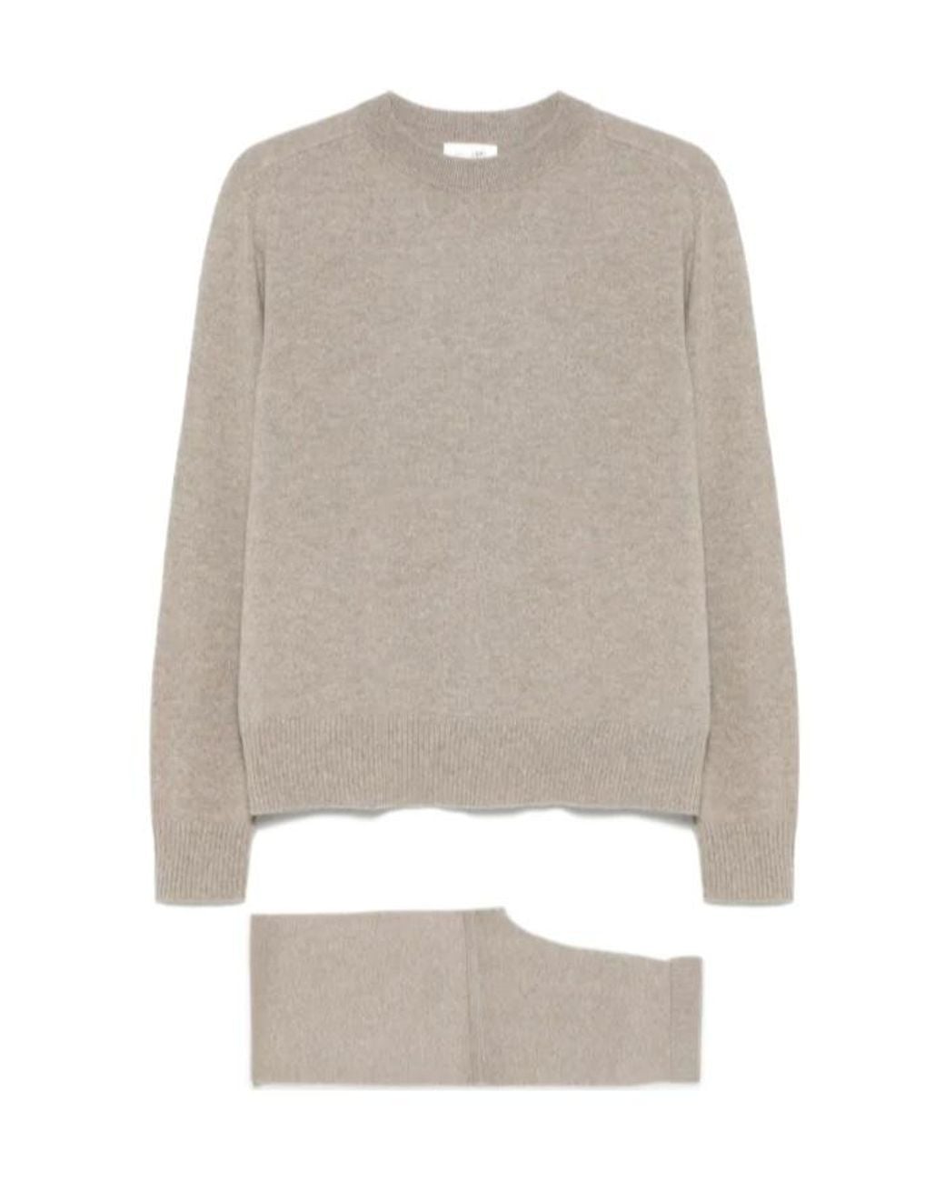 Soft Goat Gray Long-Sleeved Knitwear And Trousers Set