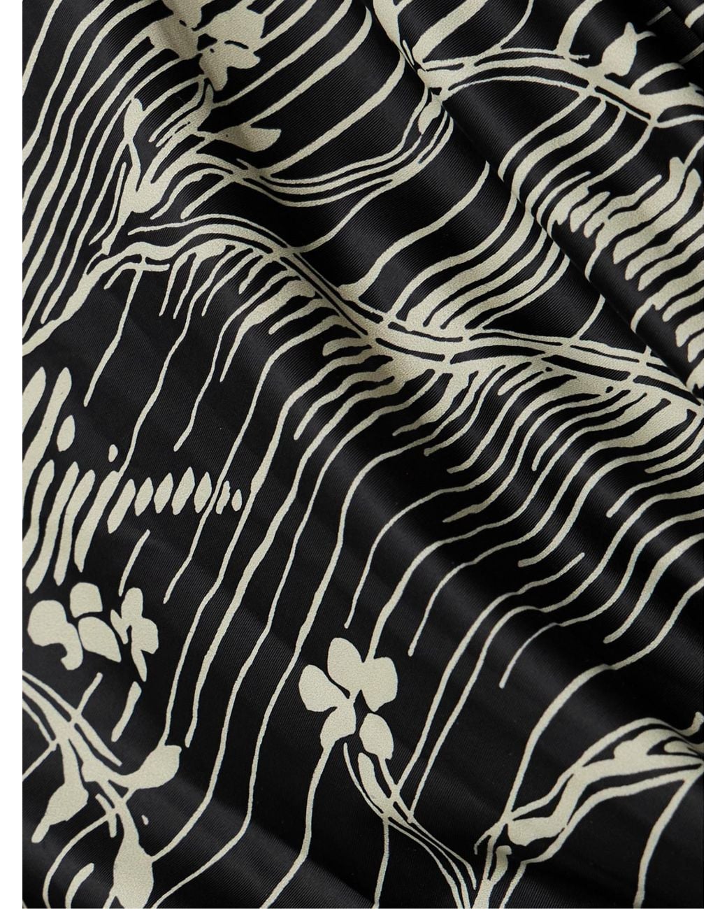 Sea Gray Wrinkled Printed Mid-Length Dress