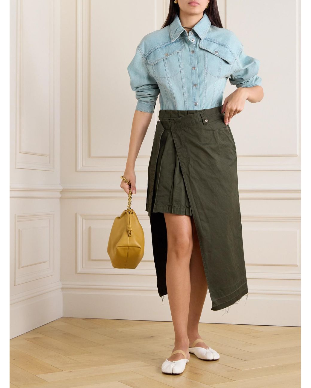 Sea Blue Patchwork Denim Shirt