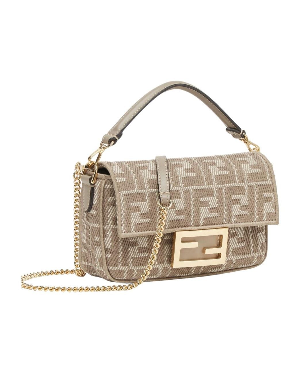 Fendi Metallic Dove Denim-Effect Ff Jacquard Bag
