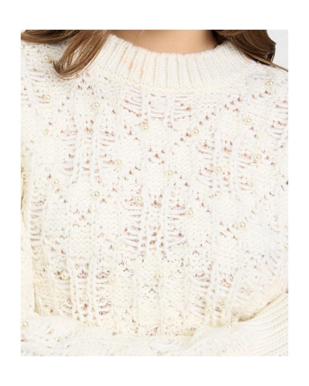 Twinset White Openwork Knit Sweater