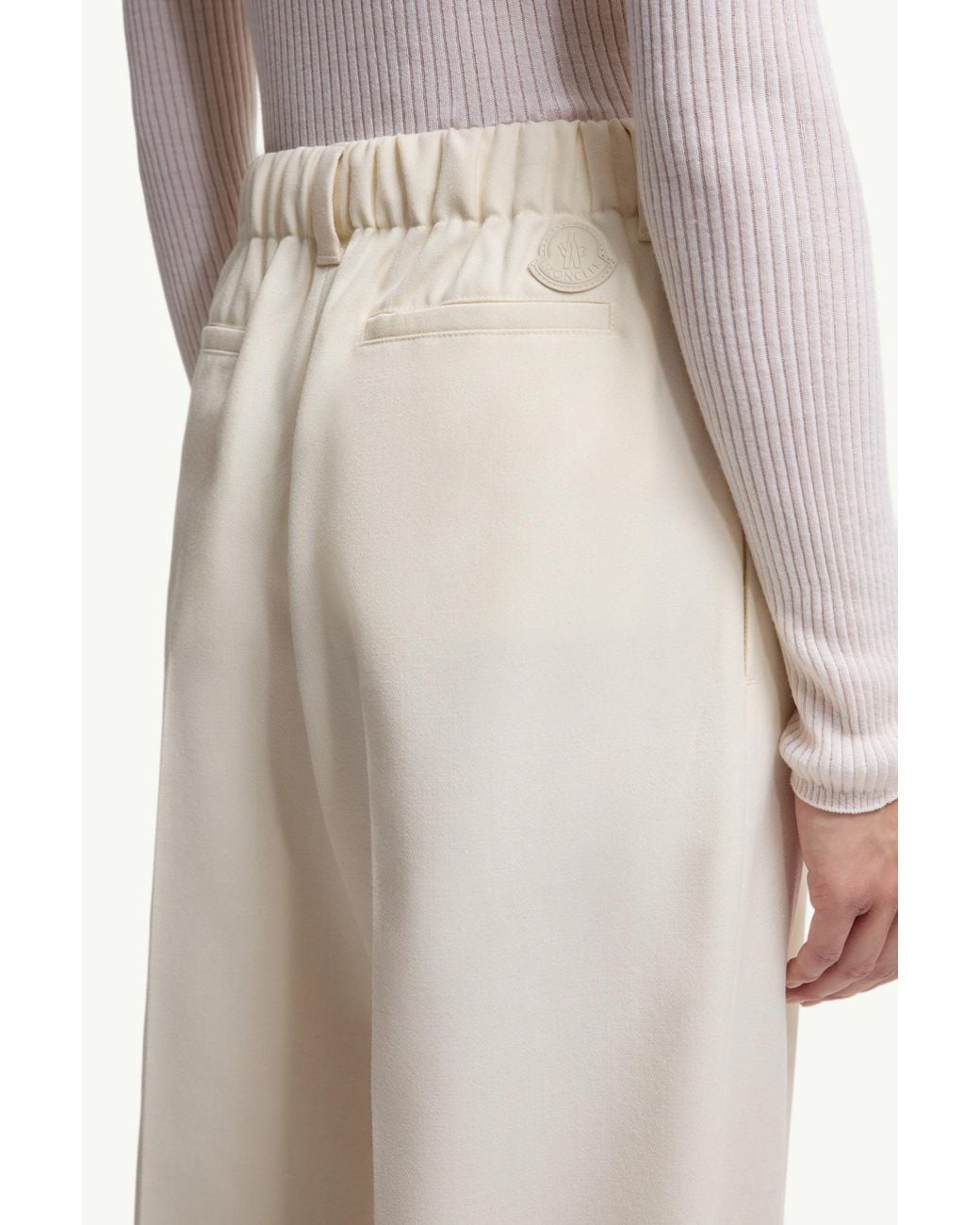 Moncler White Drawstring Tailored Trousers