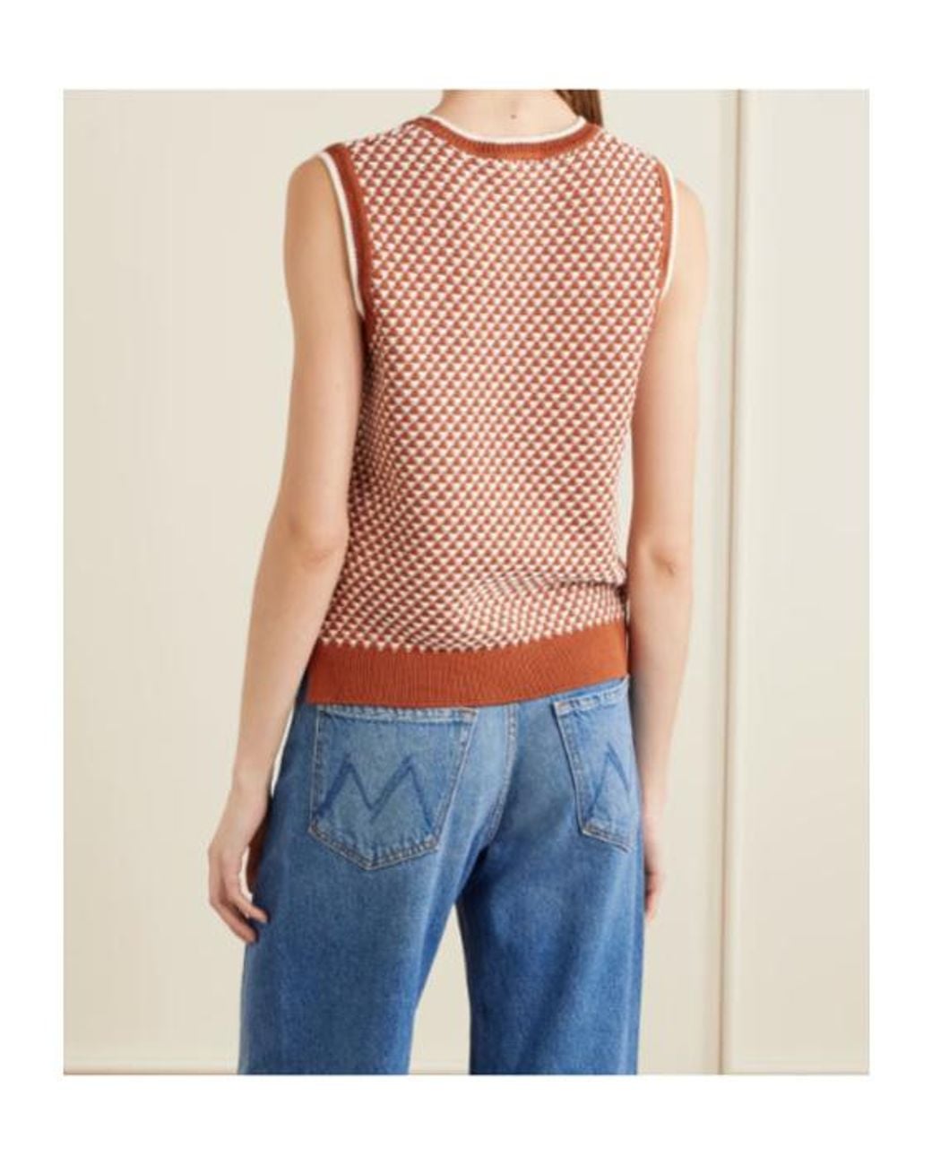 Varley Red Jenson Two-Tone Knitted Cotton Vest