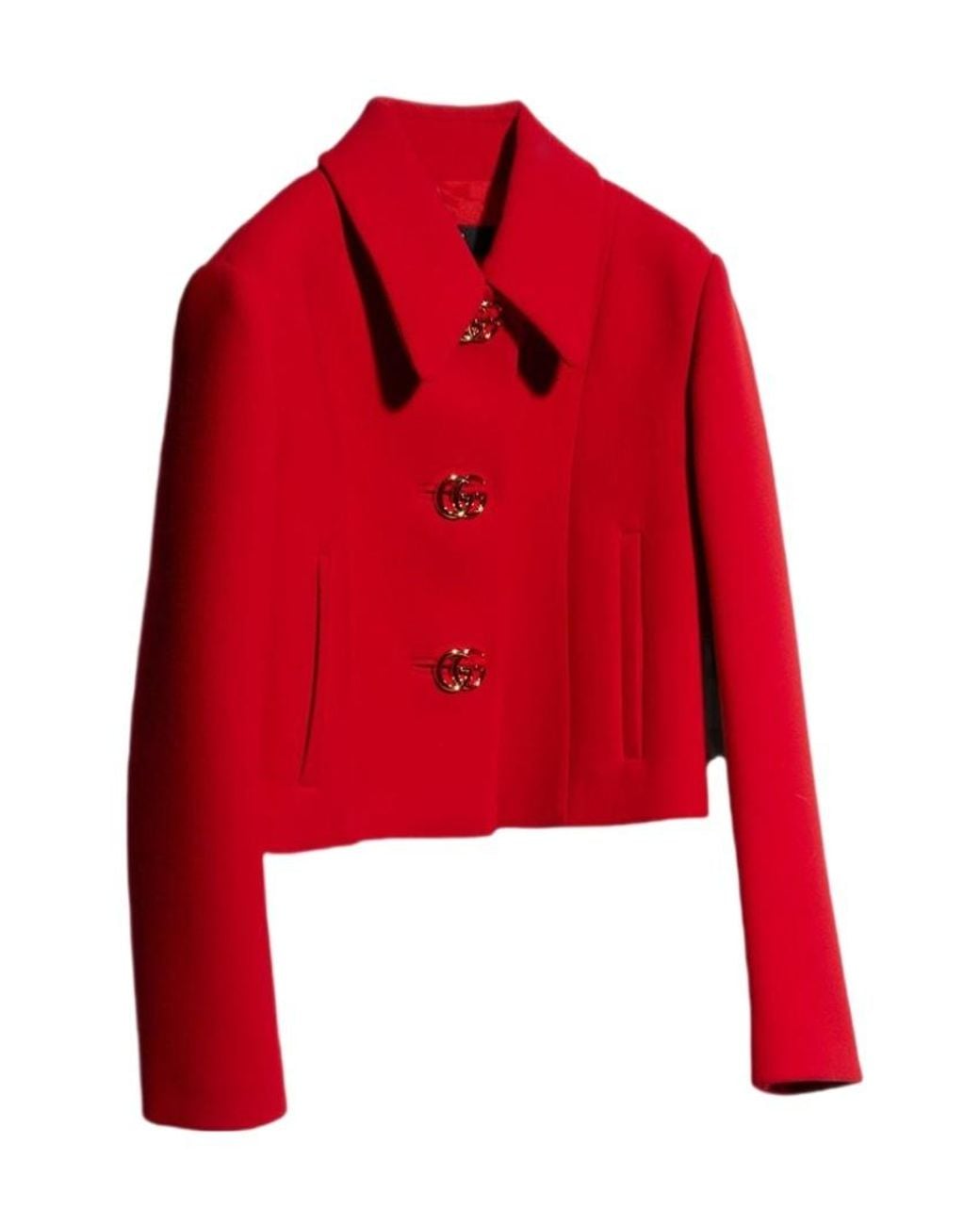 Gucci Red Crêpe Wool Jacket With Double G Button