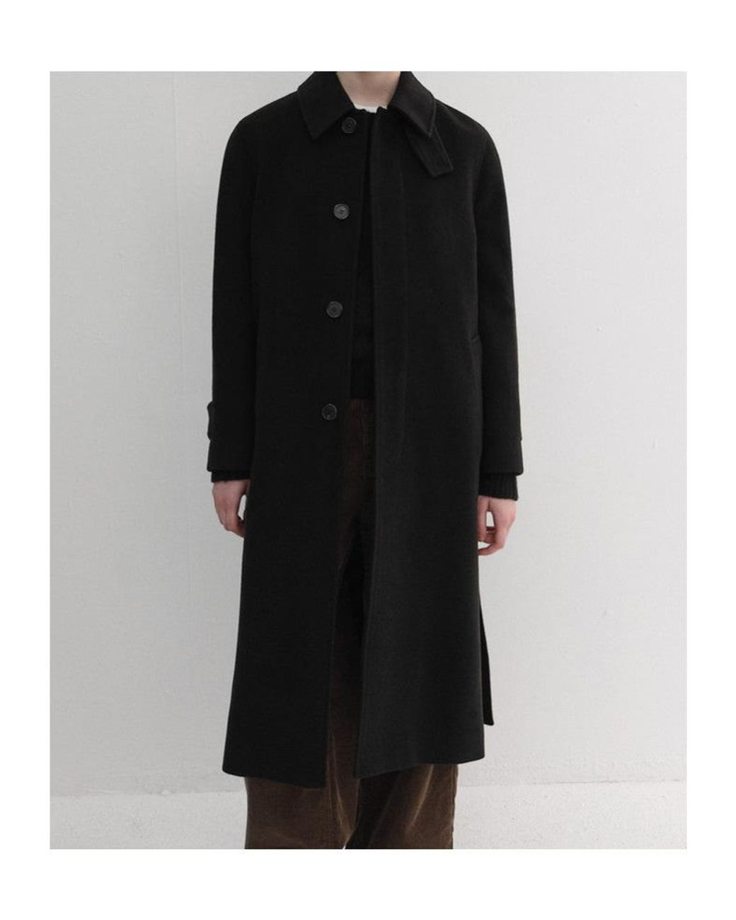 DUNST Black Belted Cashmere Mac Coat for men