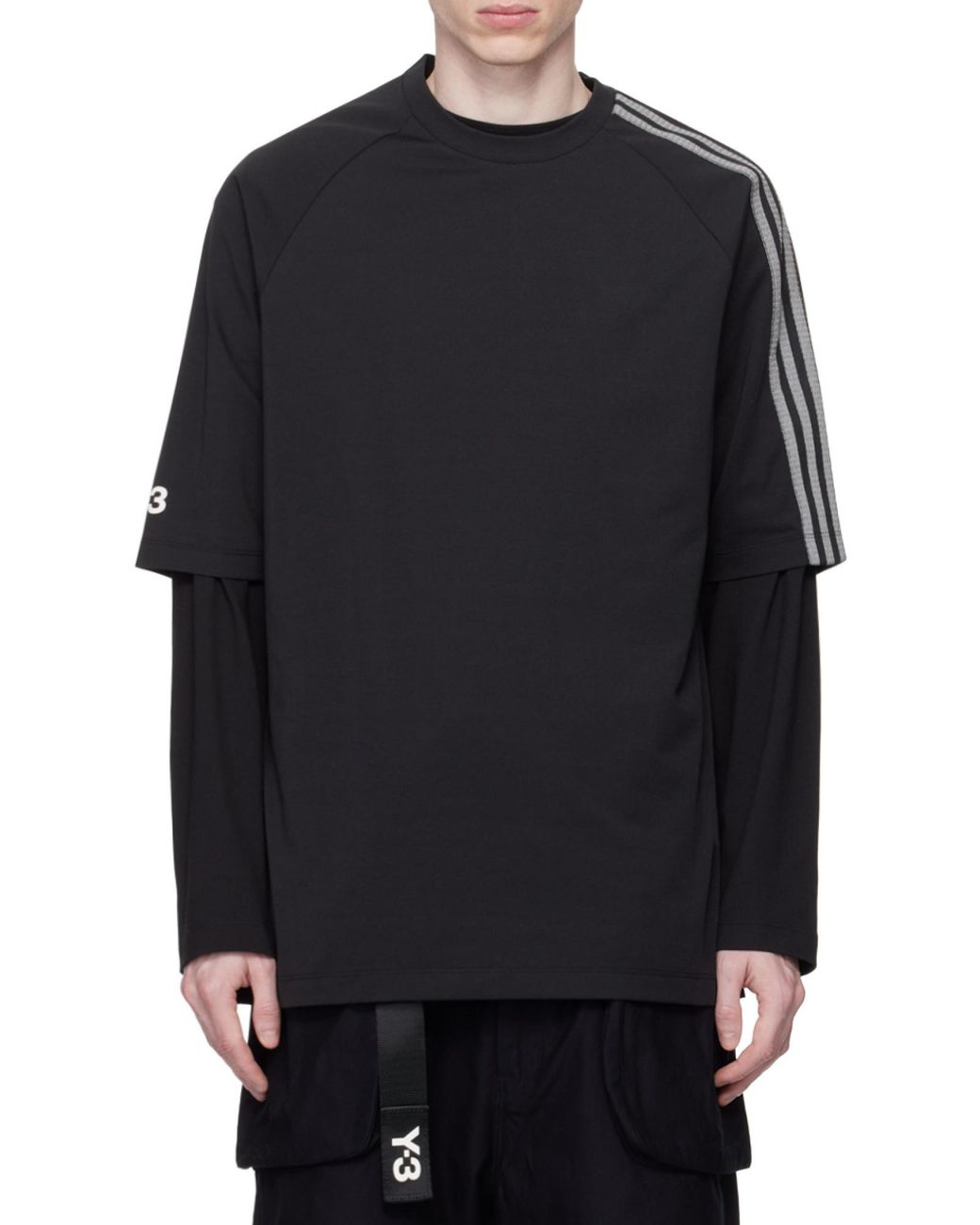 Y-3 Black Logo Printed Crewneck T-Shirt for men