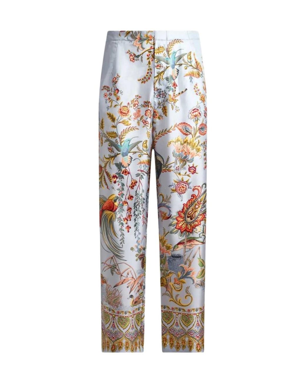 Etro White Wide-Leg Printed Pants for men