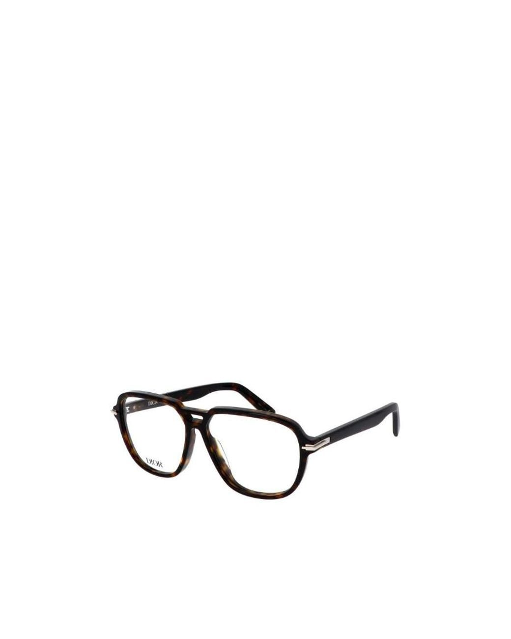 Dior White Logo Geometric Frame Optical Glasses for men