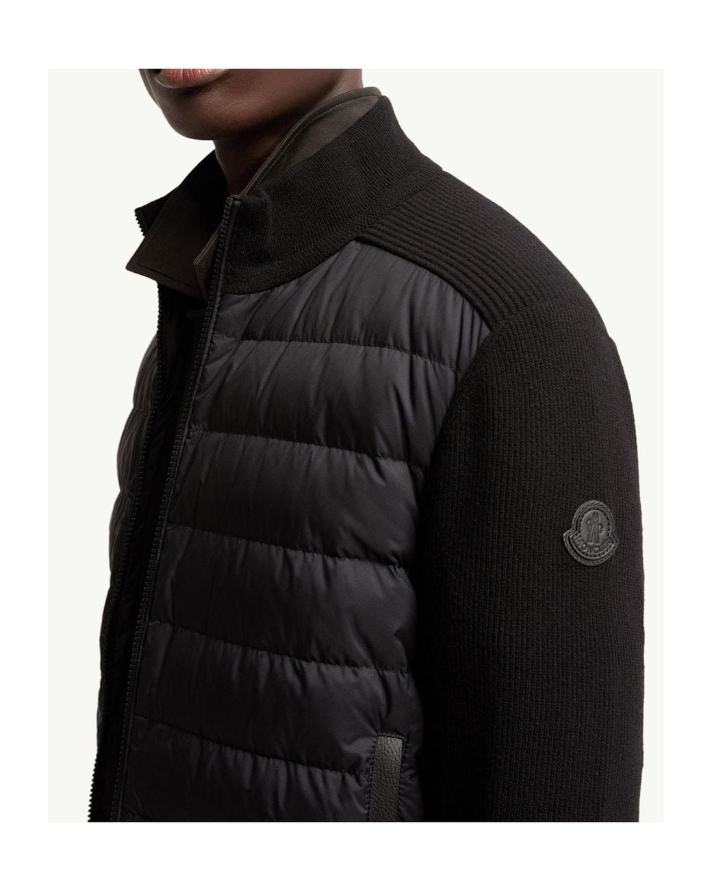 Moncler Gray Padded Zip-Up Cardigan for men