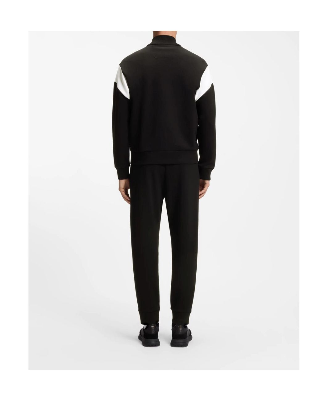 Boss Black Zippered Cotton-Blend Sweatshirt With Contrast Inserts for men
