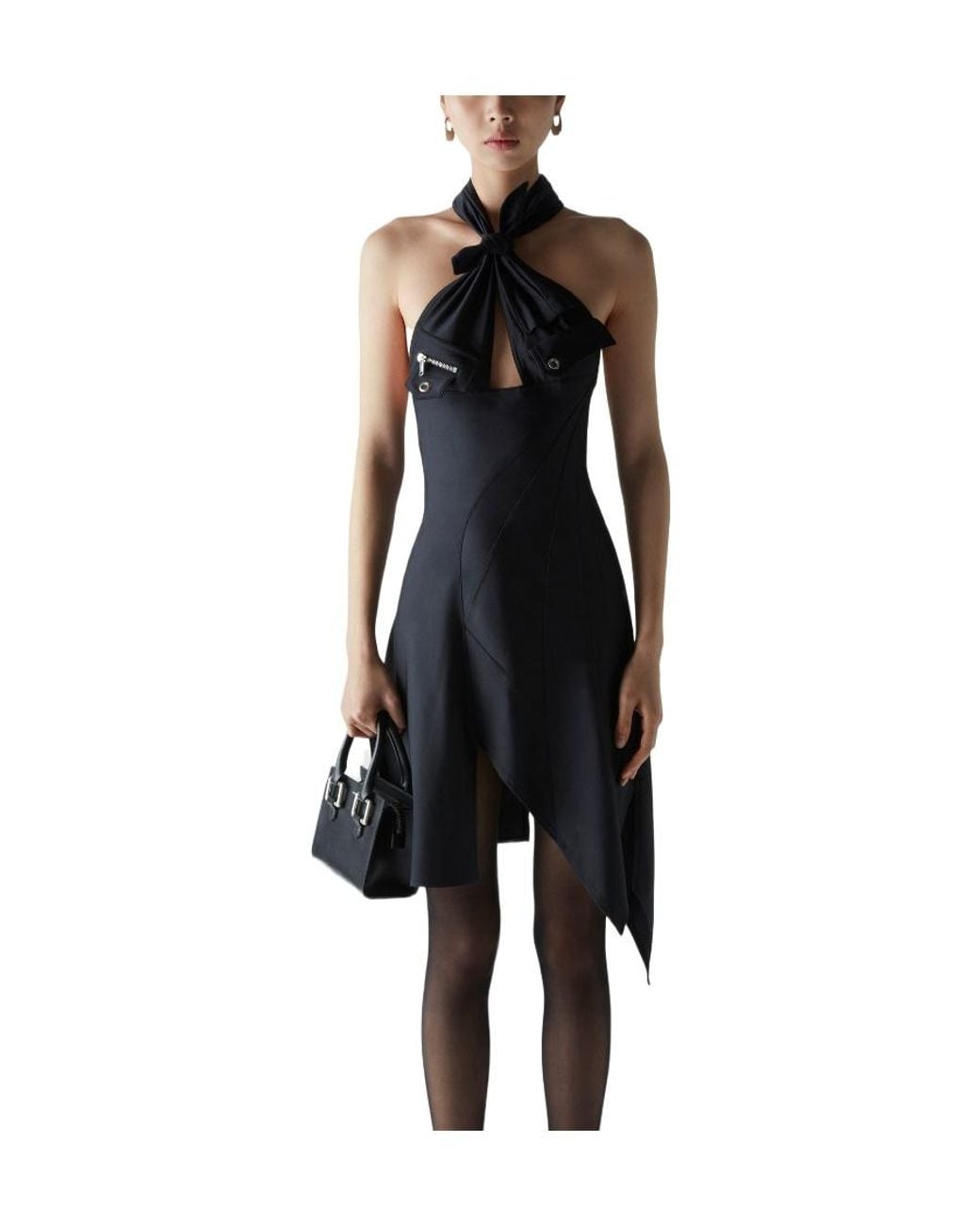 Coperni Black Racing Halterneck Mini Dress