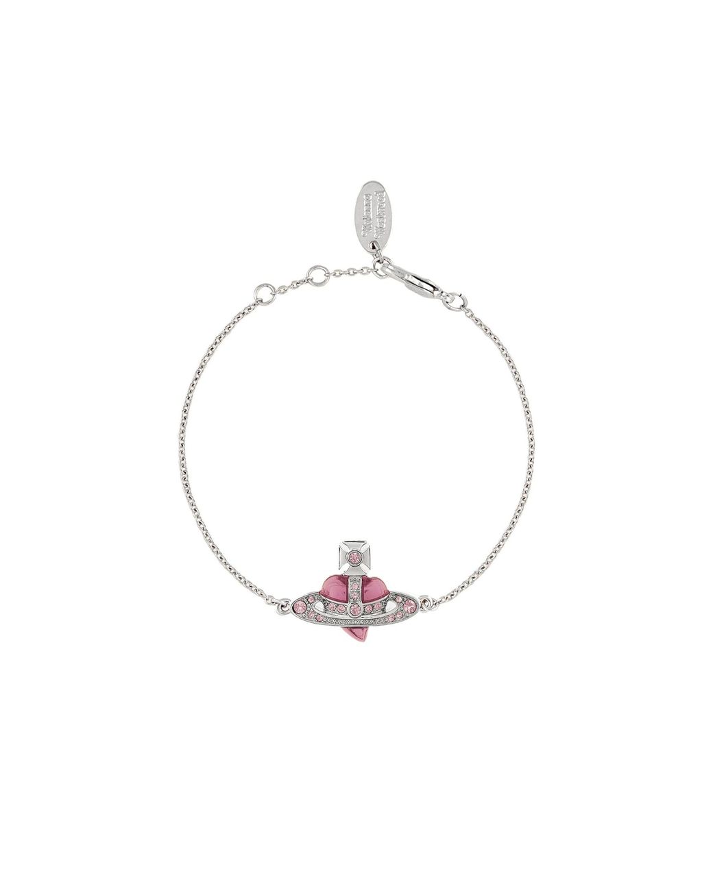 Vivienne Westwood White New Diamante Heart Orb-Plaque Bracelet