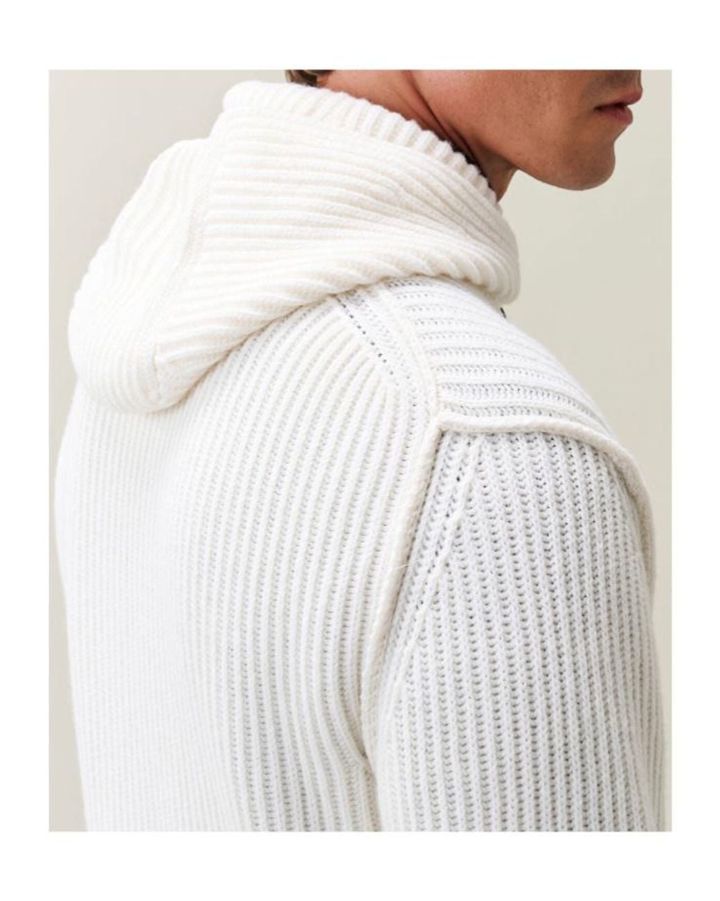 C P Company Gray Lambswool Hooded Lens Zip Sweater for men