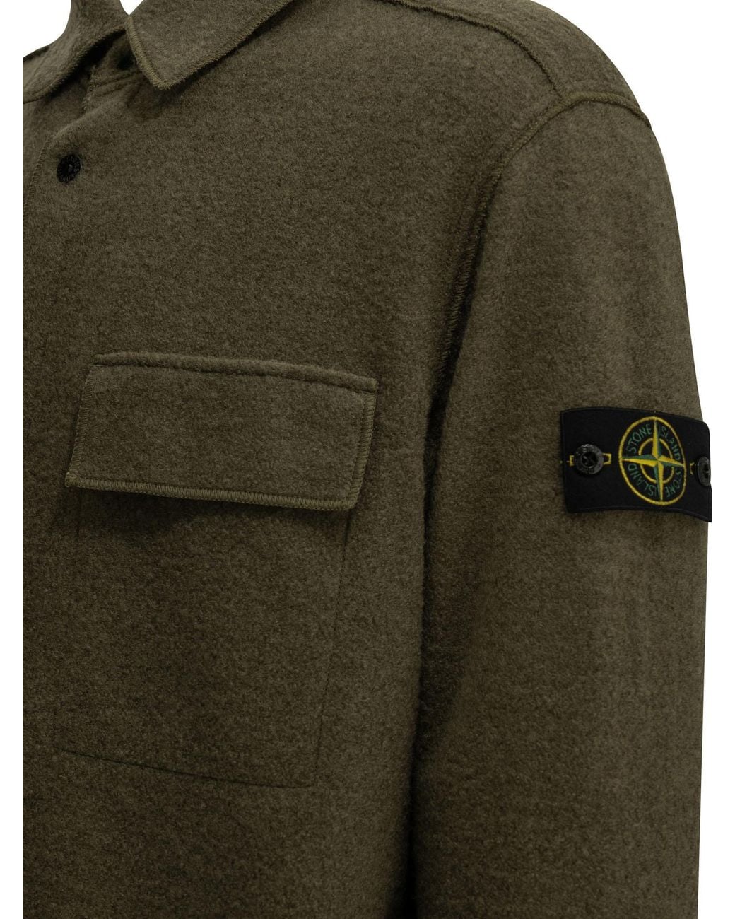 Stone Island Green Logo Patch Overshirt Jacket for men