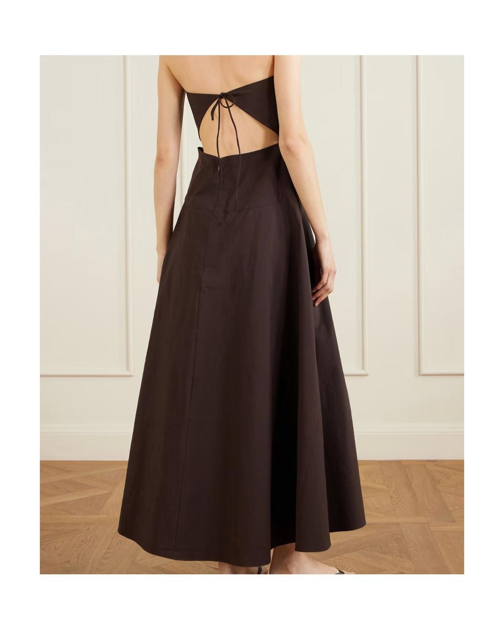 St. Agni Purple Strapless Cotton-Blend Midi Dress