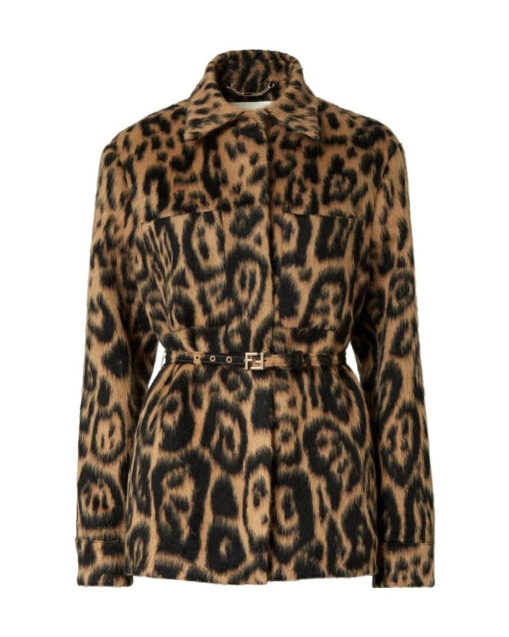 Fendi Brown Animalier Wool Blouson