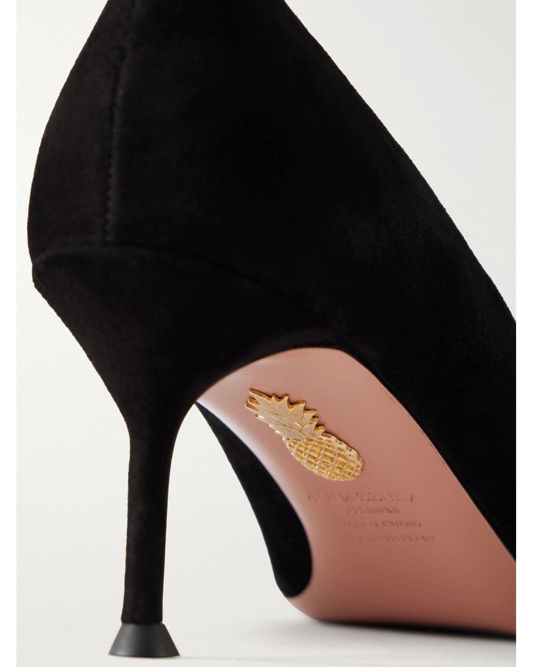Aquazzura Black Leather-Trimmed Suede Pumps