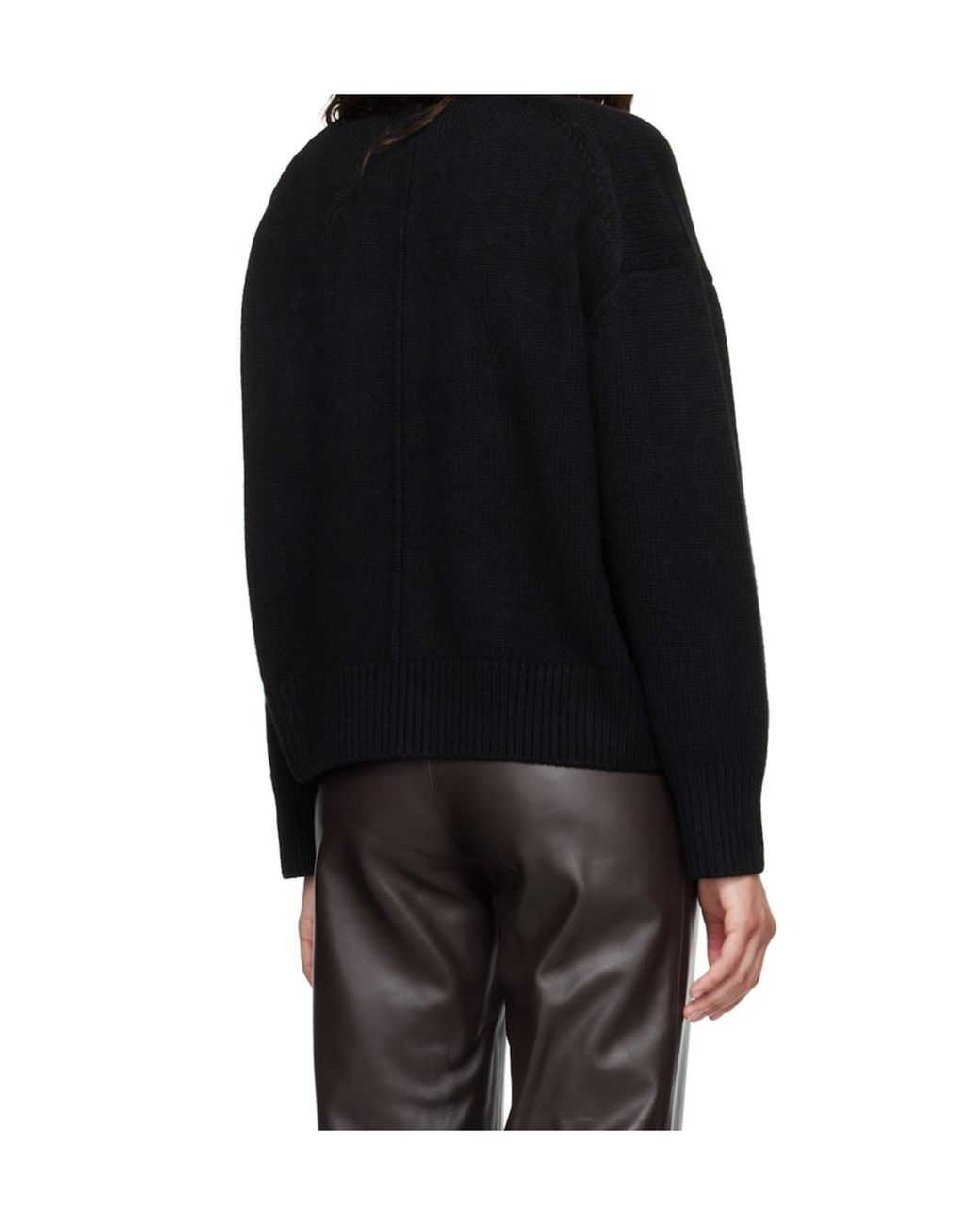 Loulou de Saison Black Oversized Crew-Neck Sweater