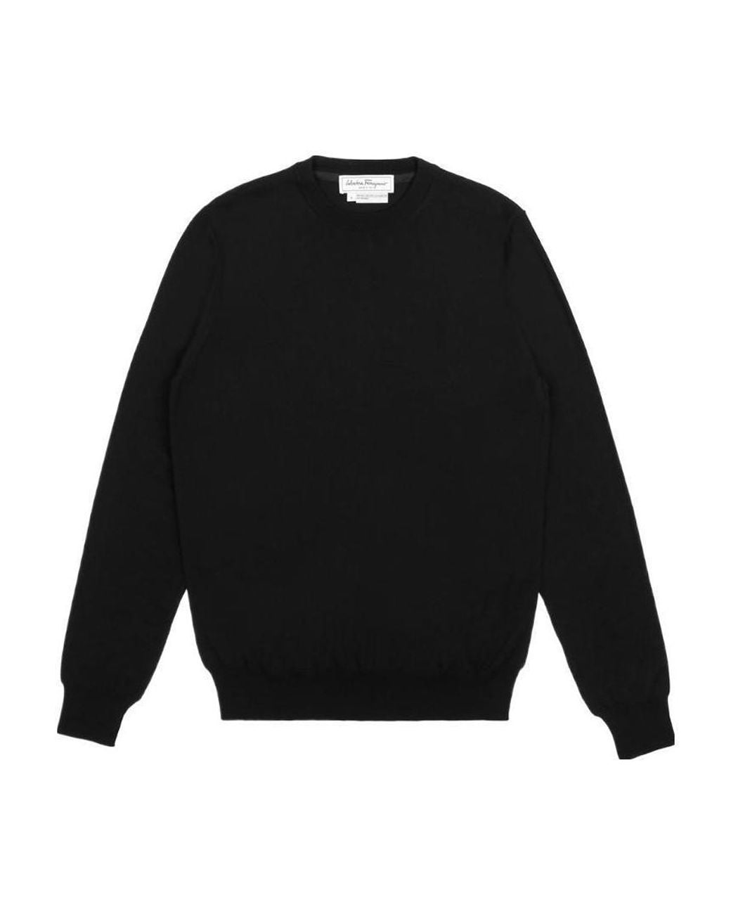 Ferragamo Black Crew-Neck Knitted Sweater for men