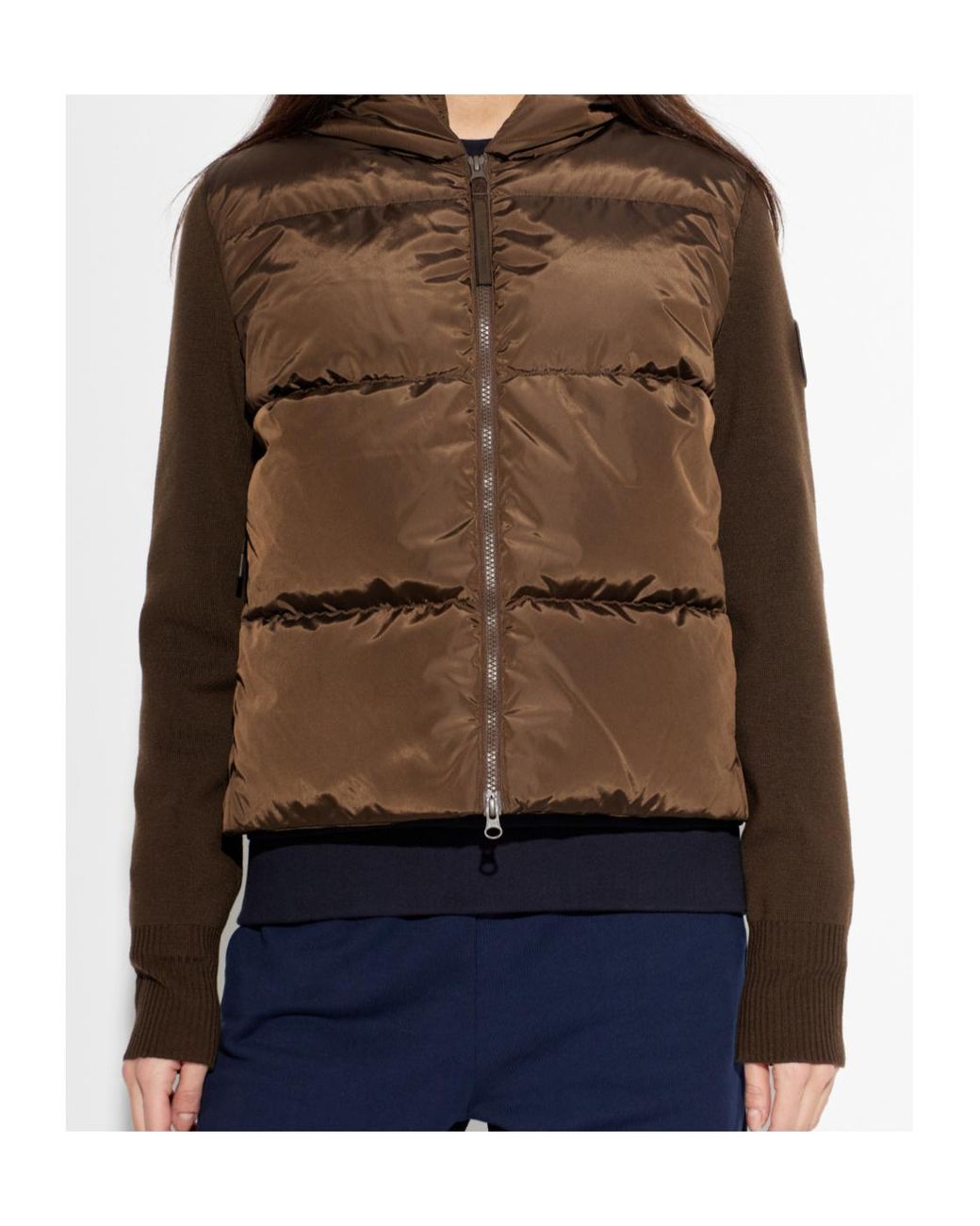 Canada Goose Brown Logo Embroidered Zip-Up Hooded Jacket