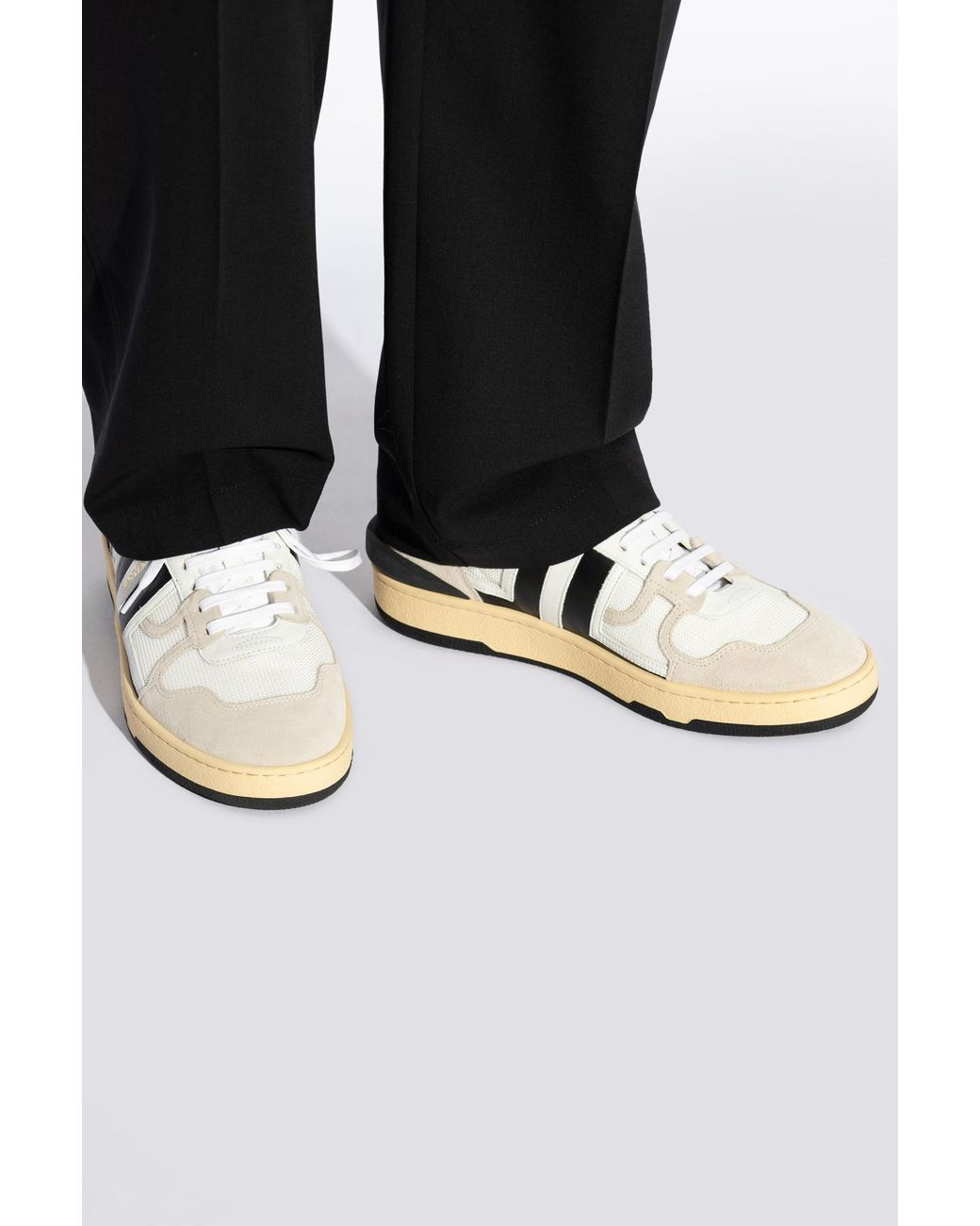 Lanvin White Clay Colour-Block Panelled Sneakers for men