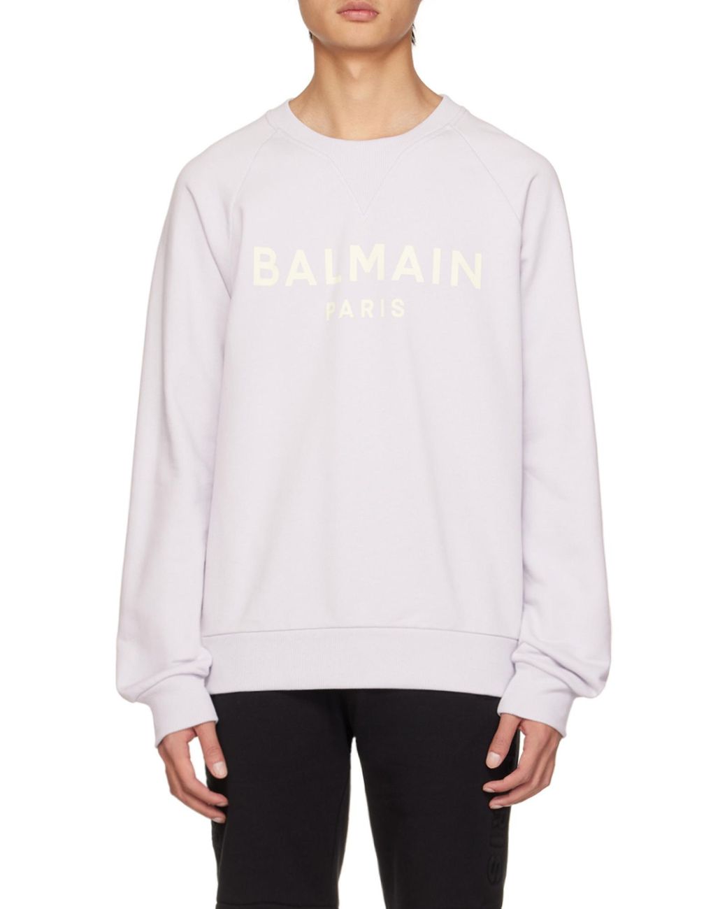 Balmain White Cotton Printed Logo Sweatshirt for men