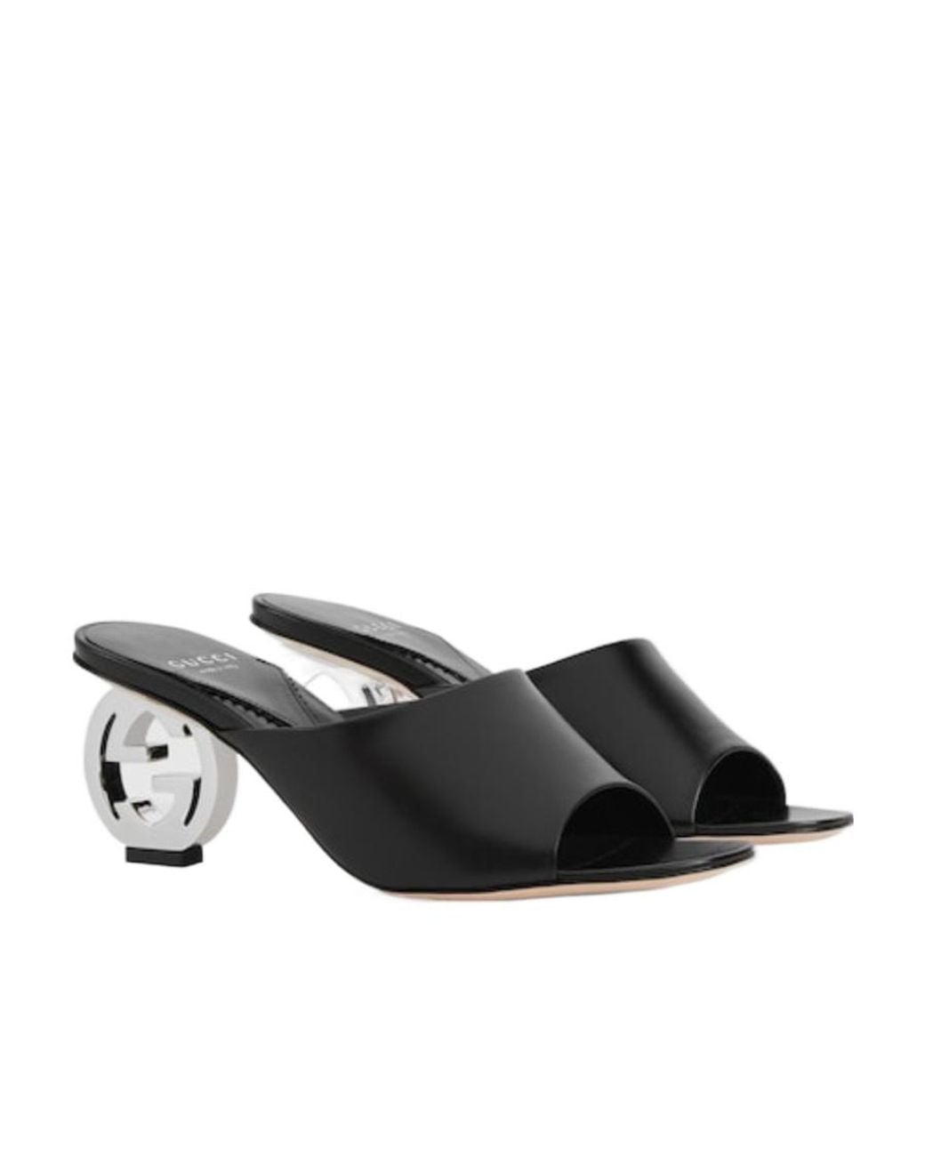 Gucci Black Logo Plaque Slip-On Mules