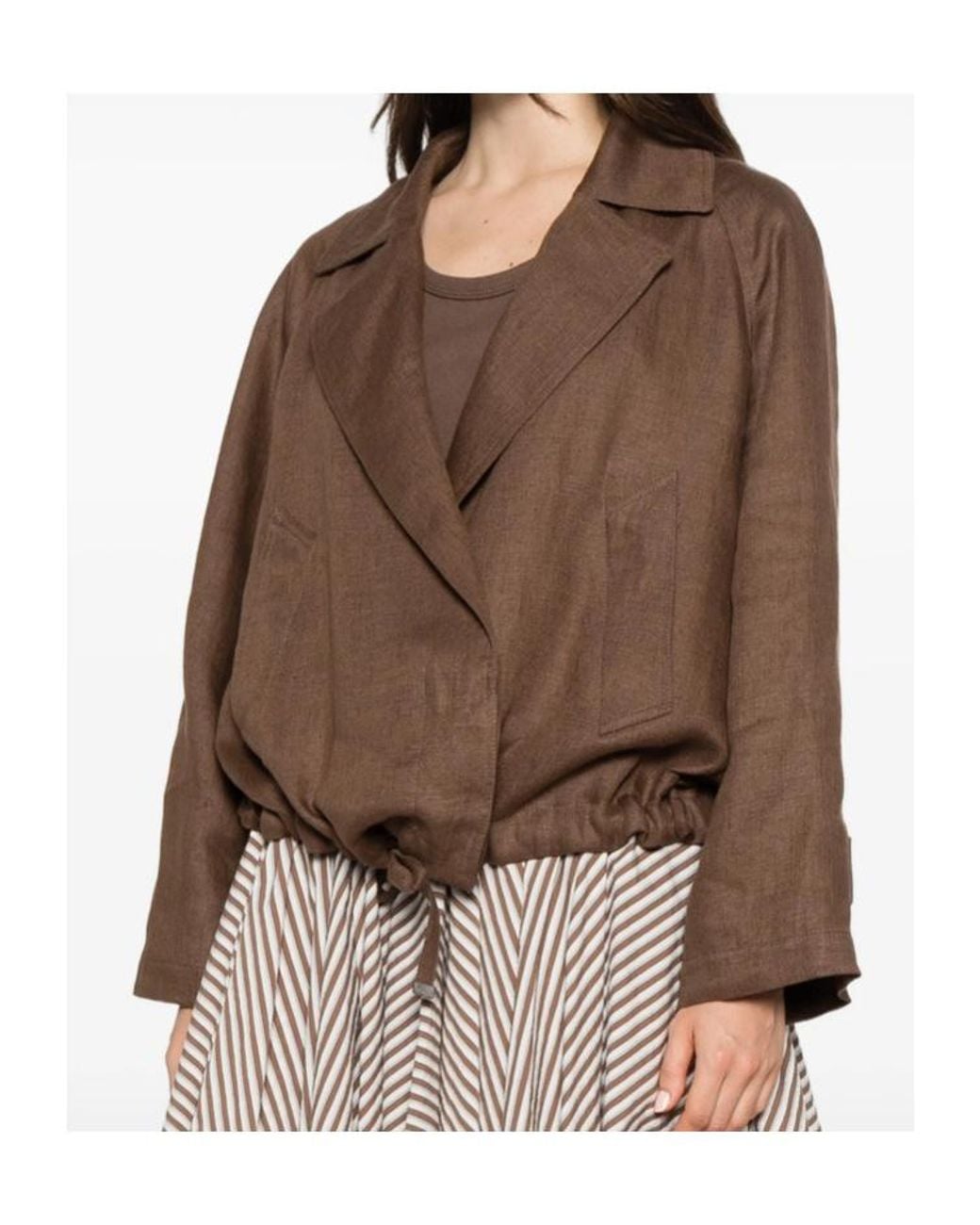 Brunello Cucinelli Brown Long-Sleeve Casual Jacket