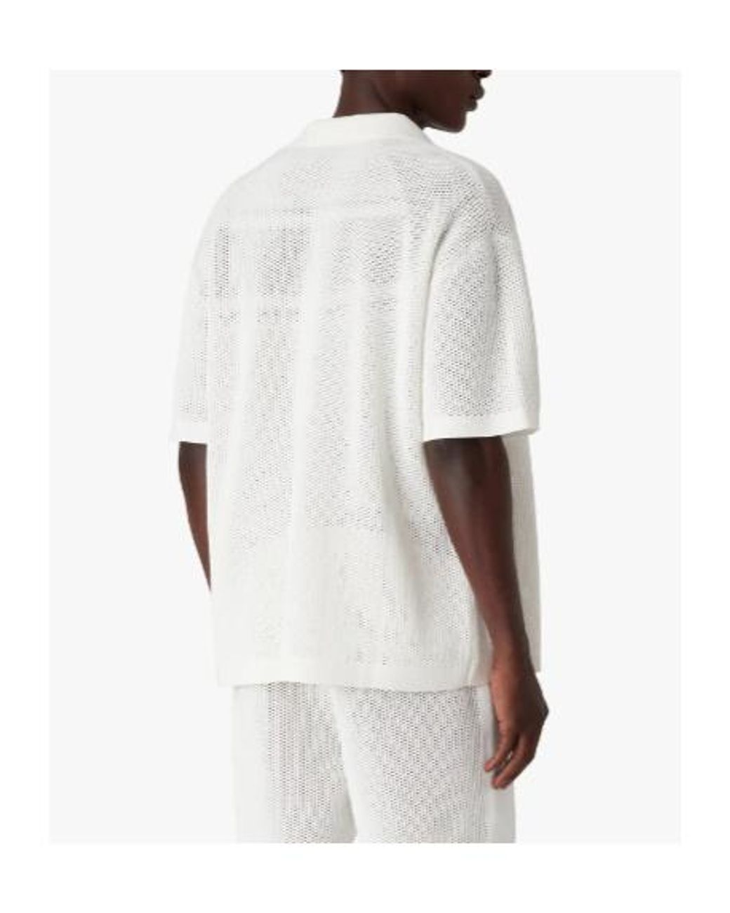 Casablanca White Short Sleeved Mesh Shirt for men