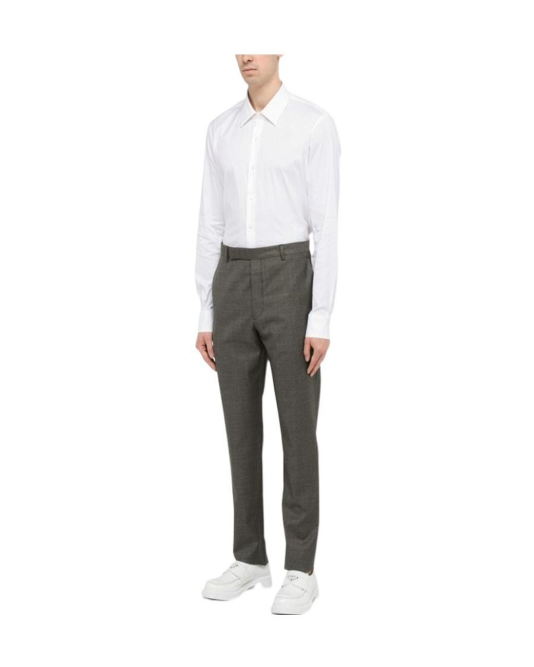 Prada White Long Sleeved Buttoned Shirt for men