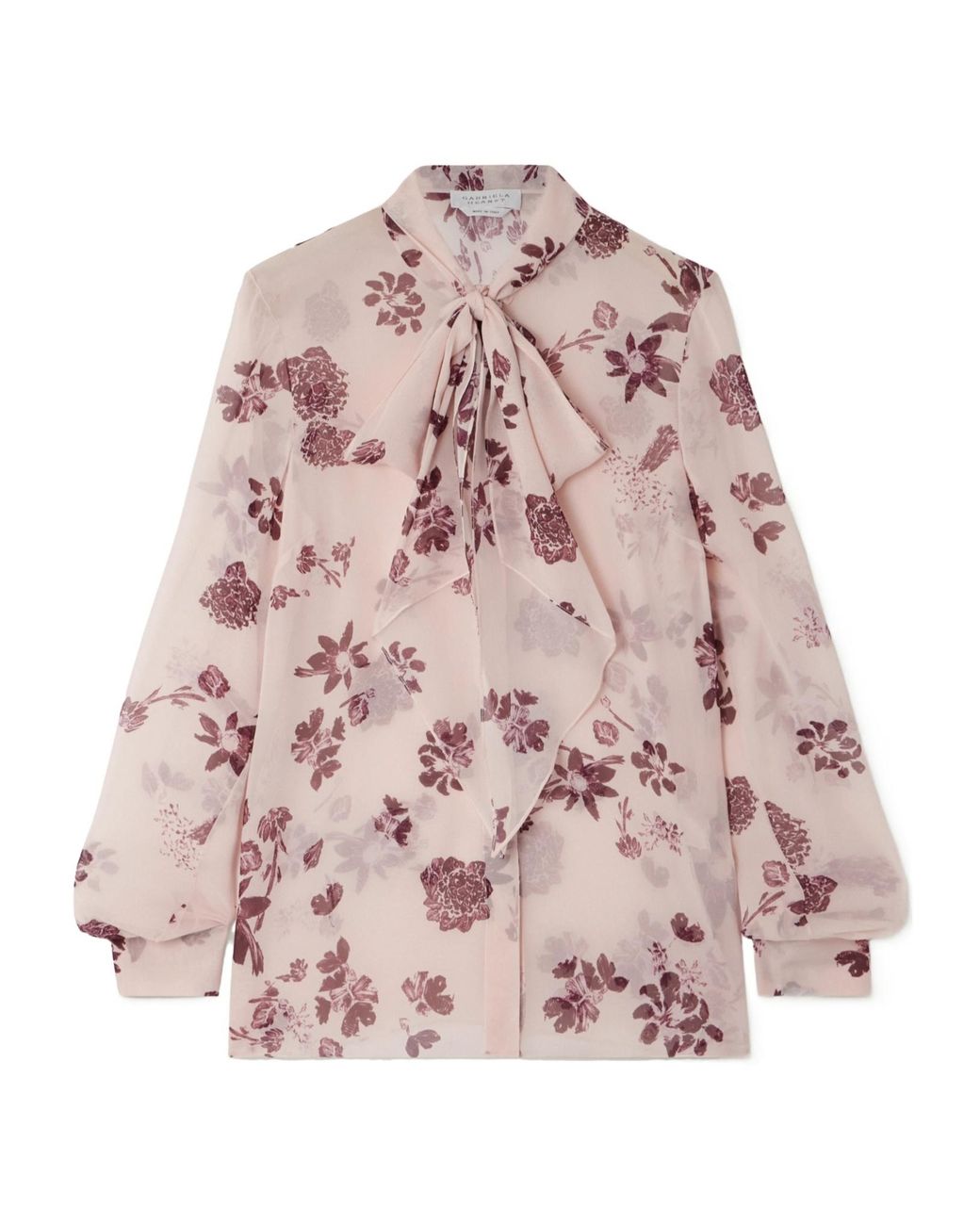 Gabriela Hearst Pink Bow Tie Printed Top