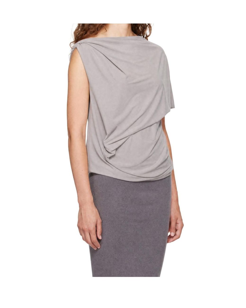 Entire studios Gray Asymmetric Draped Blouse
