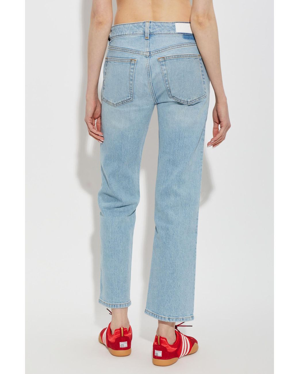 Re/done Blue Slim Straight Cropped Jeans