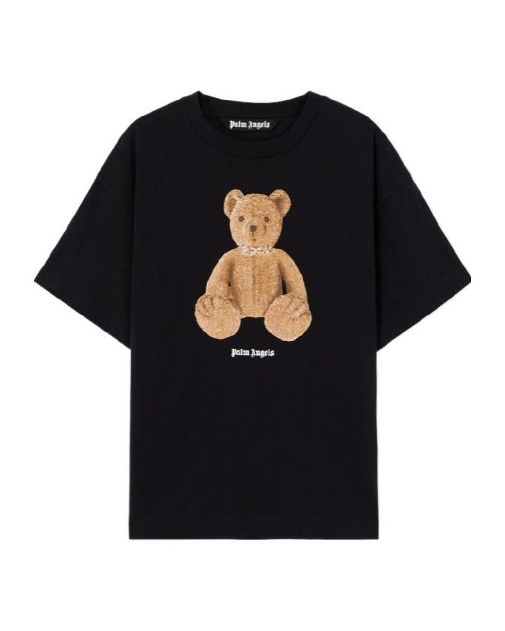 Palm Angels Black Bear Printed Crewneck T-Shirt for men